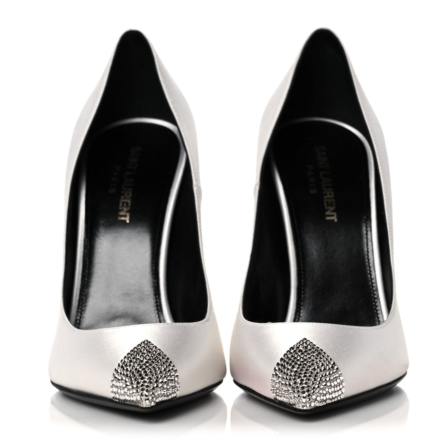 Satin Crystal Embellished Tower 110 Pump 37.5 White