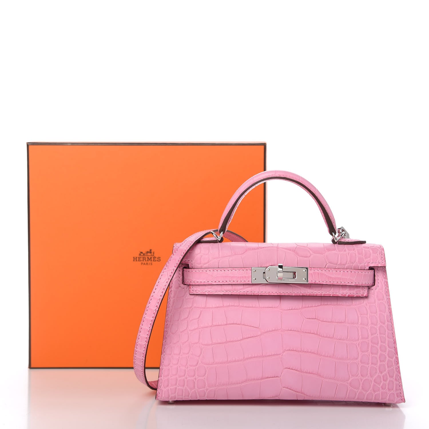 Hermes Matte Alligator Mini Kelly Sellier 20 5P Pink 10 of 10