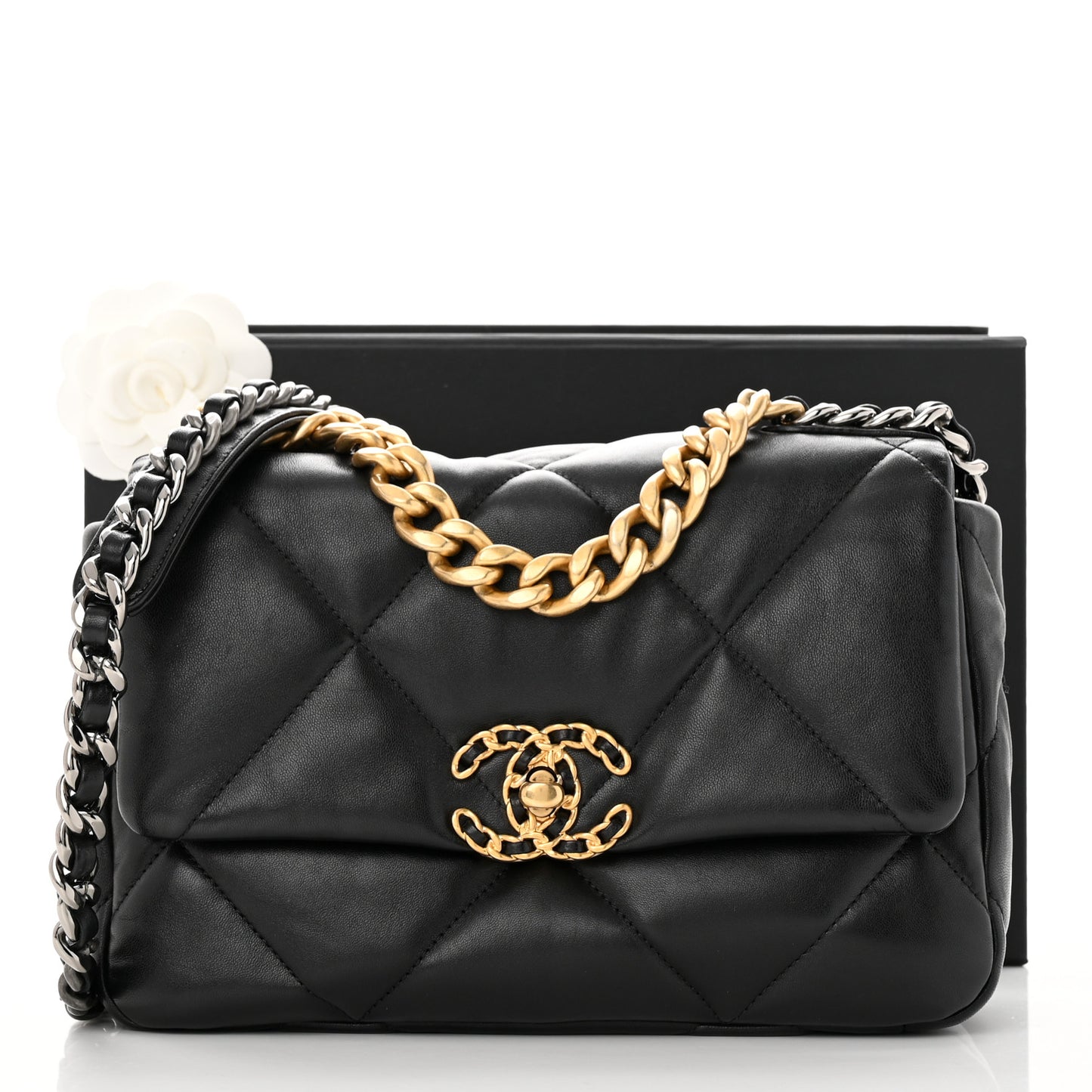Lambskin Quilted Medium Chanel 19 Flap Black