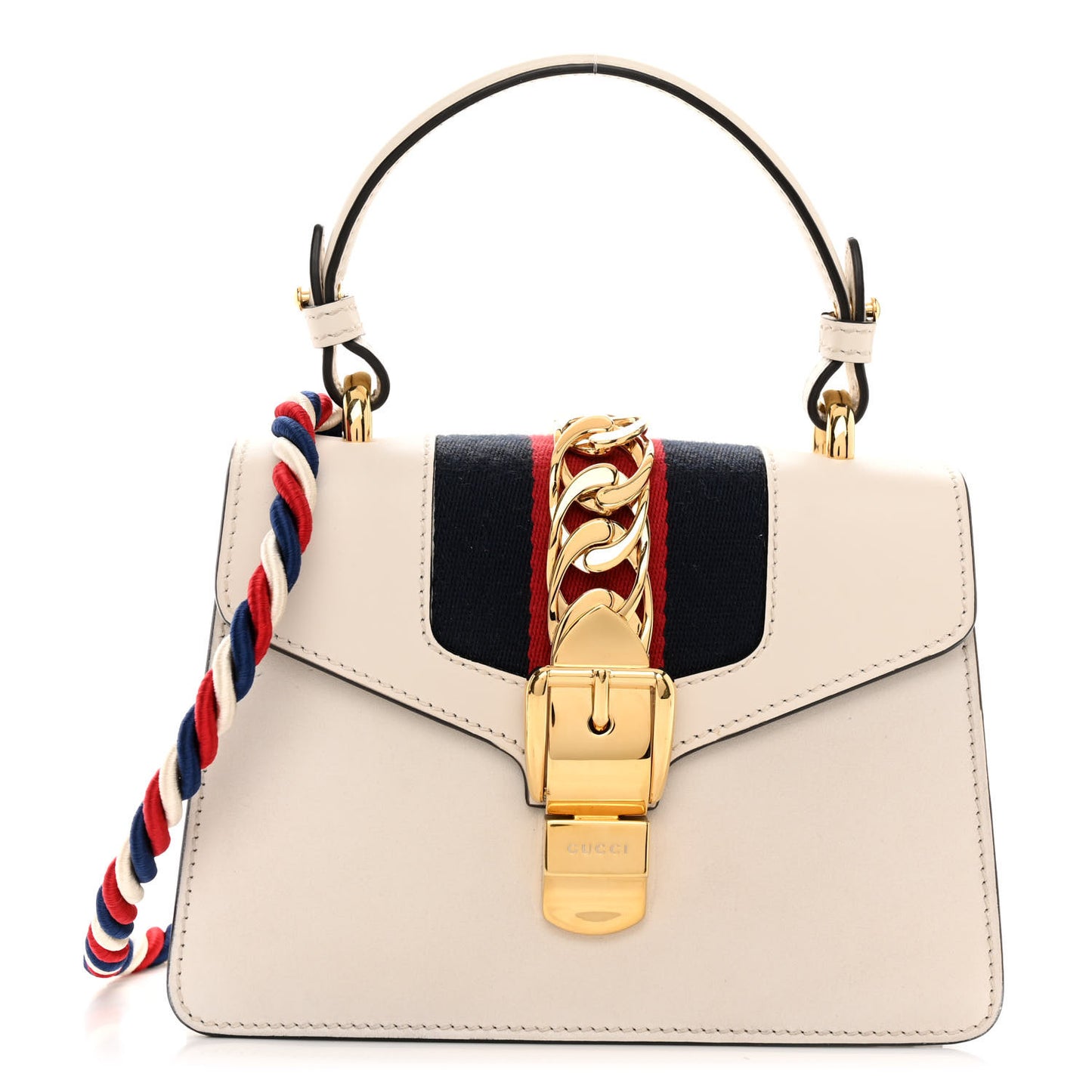 Calfskin Mini Sylvie Top Handle Bag White