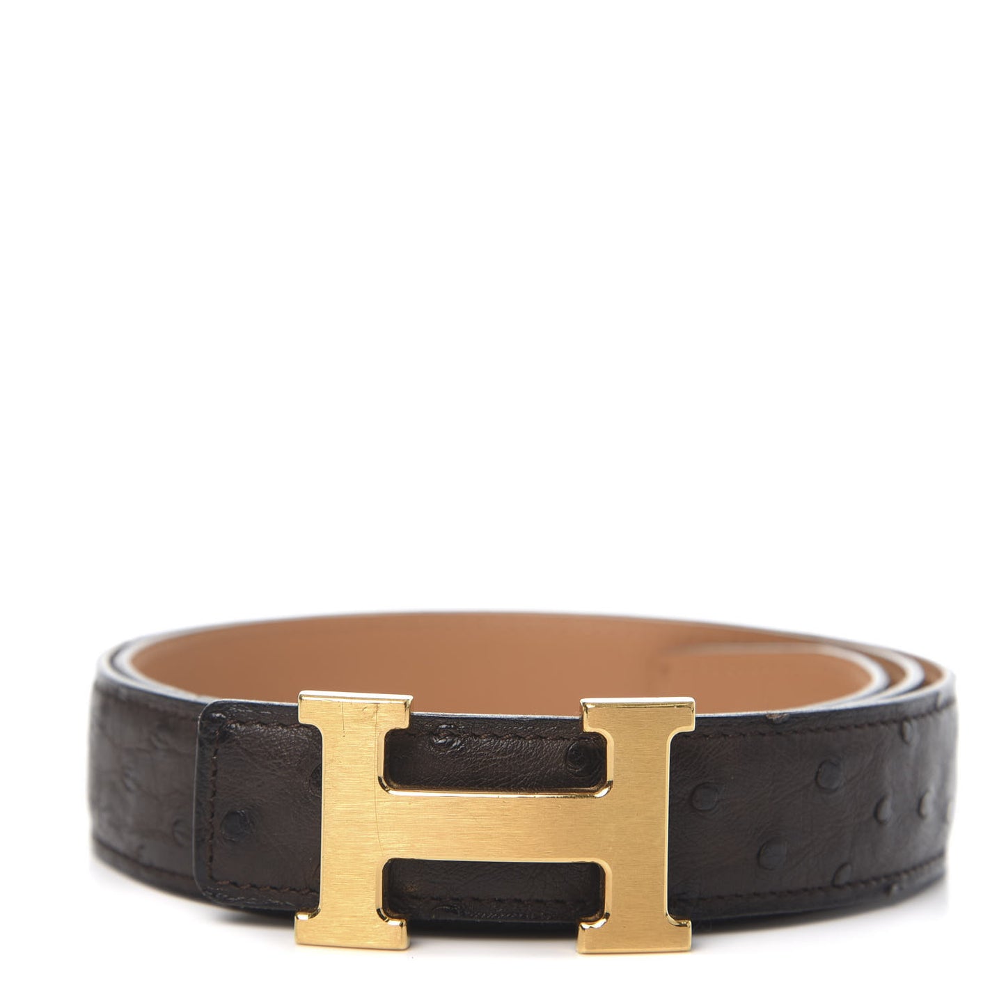 Ostrich 32mm Constance H Belt Belt 100 Chocolate