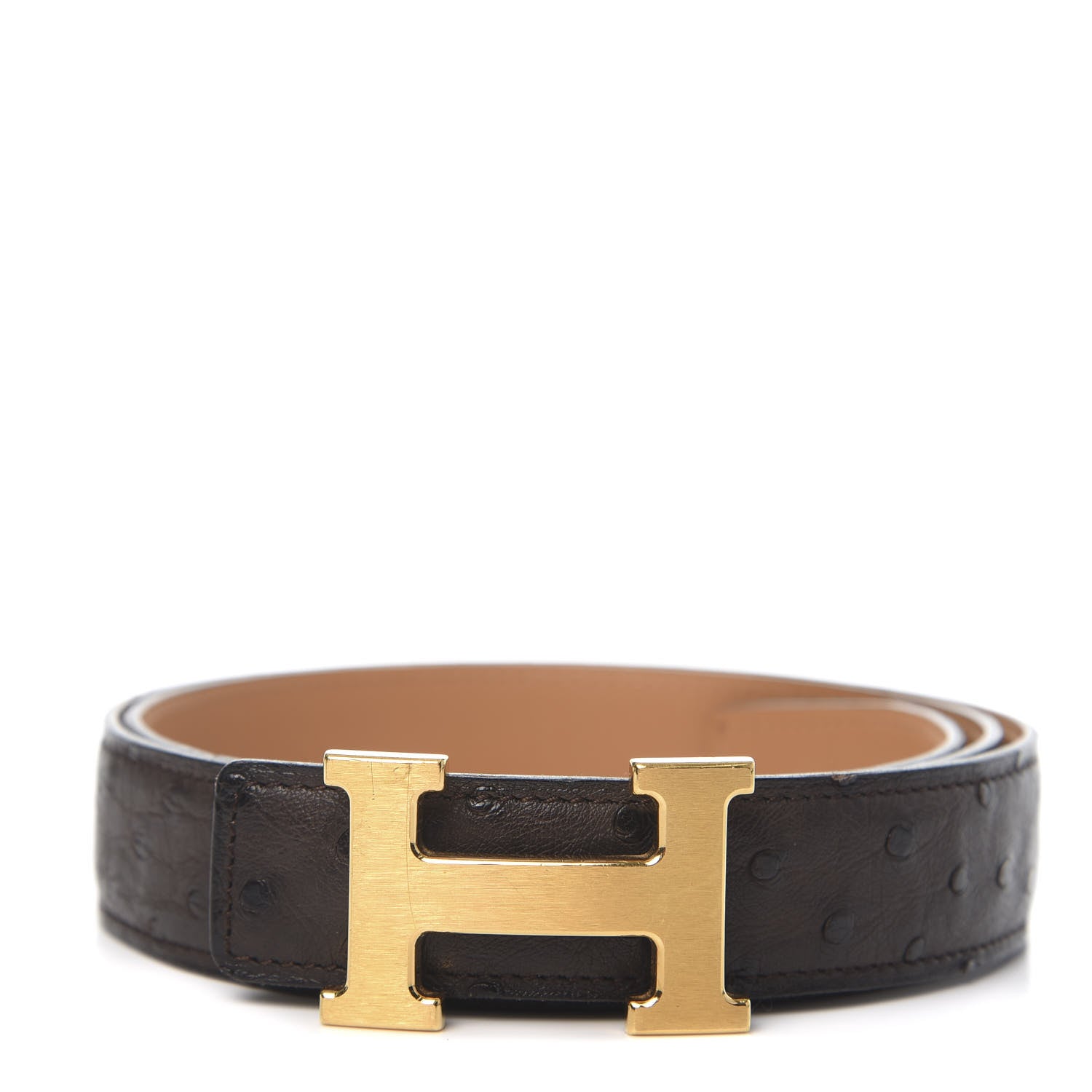 Hermes Ostrich 32mm Constance H Belt Belt 100 Chocolate 1 of 5