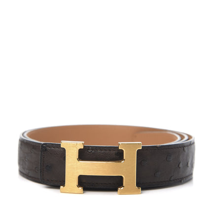 Hermes Ostrich 32mm Constance H Belt Belt 100 Chocolate 1 of 5
