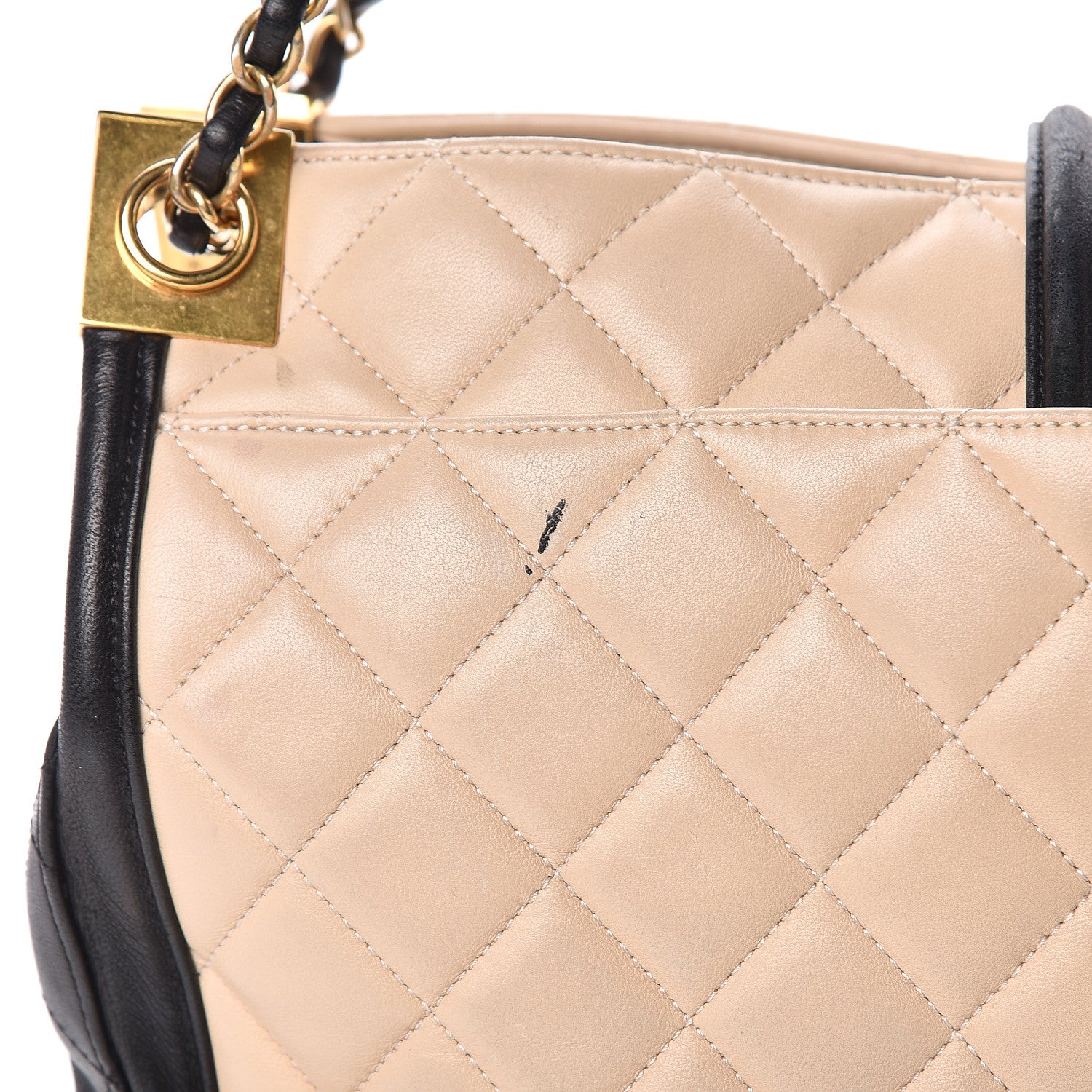 Chanel Lambskin Quilted Elegant CC Shopping Tote Beige Black 10 of 13