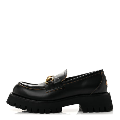 Gucci Cordovan Lux Womens Harald Horsebit 25mm Platform Loafers 37.5 Black 1 of 11