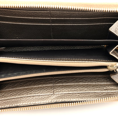 Gucci Metallic Pebbled Calfskin Soho Zip Around Wallet Golden Beige 5 of 7