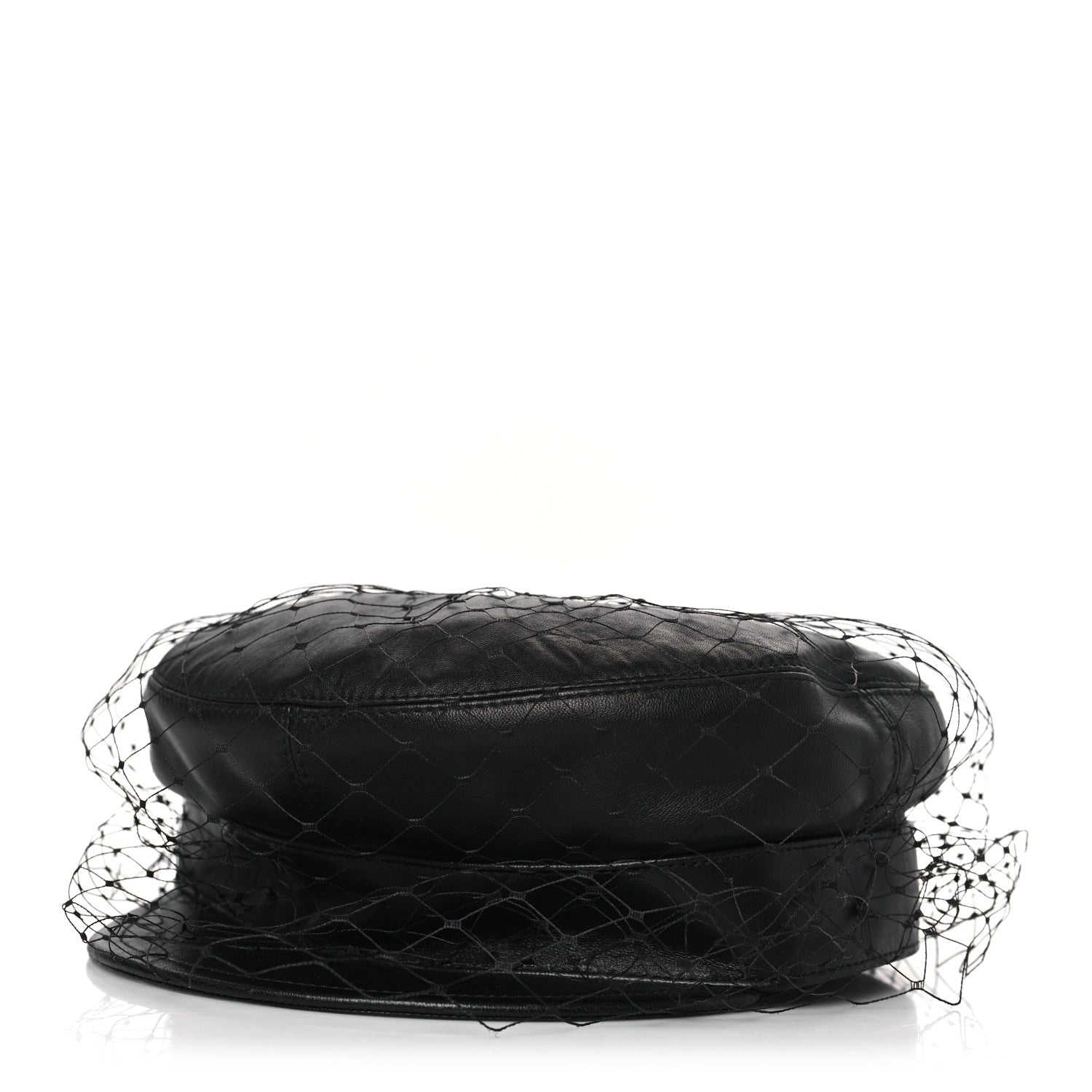 Christian Dior Lambskin Arty Beret Cap with Veil 59 Black 1 of 8