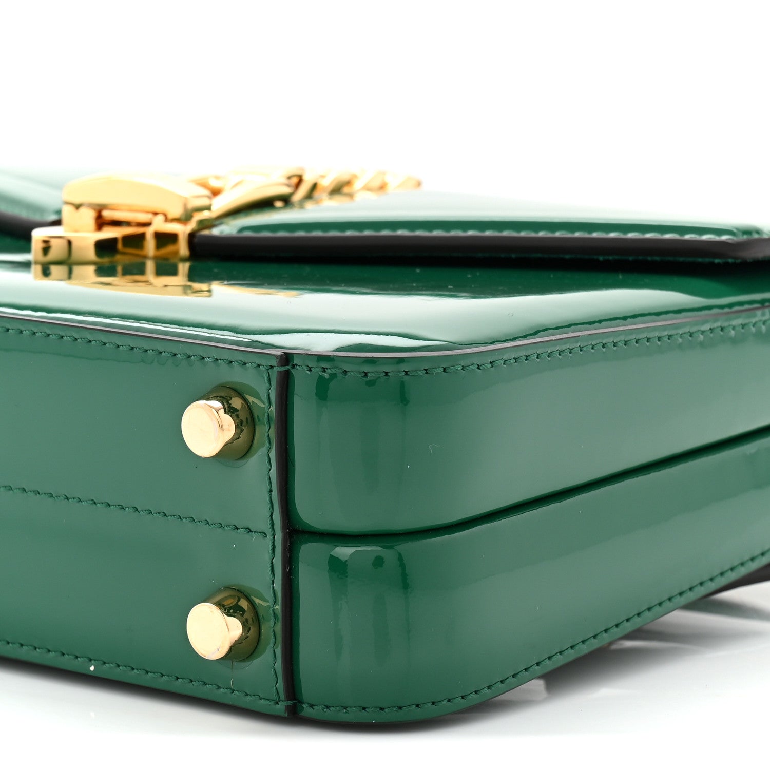 Gucci Mousse Top Patent Small Sylvie 1969 Top Handle Bag Emerald 10 of 10