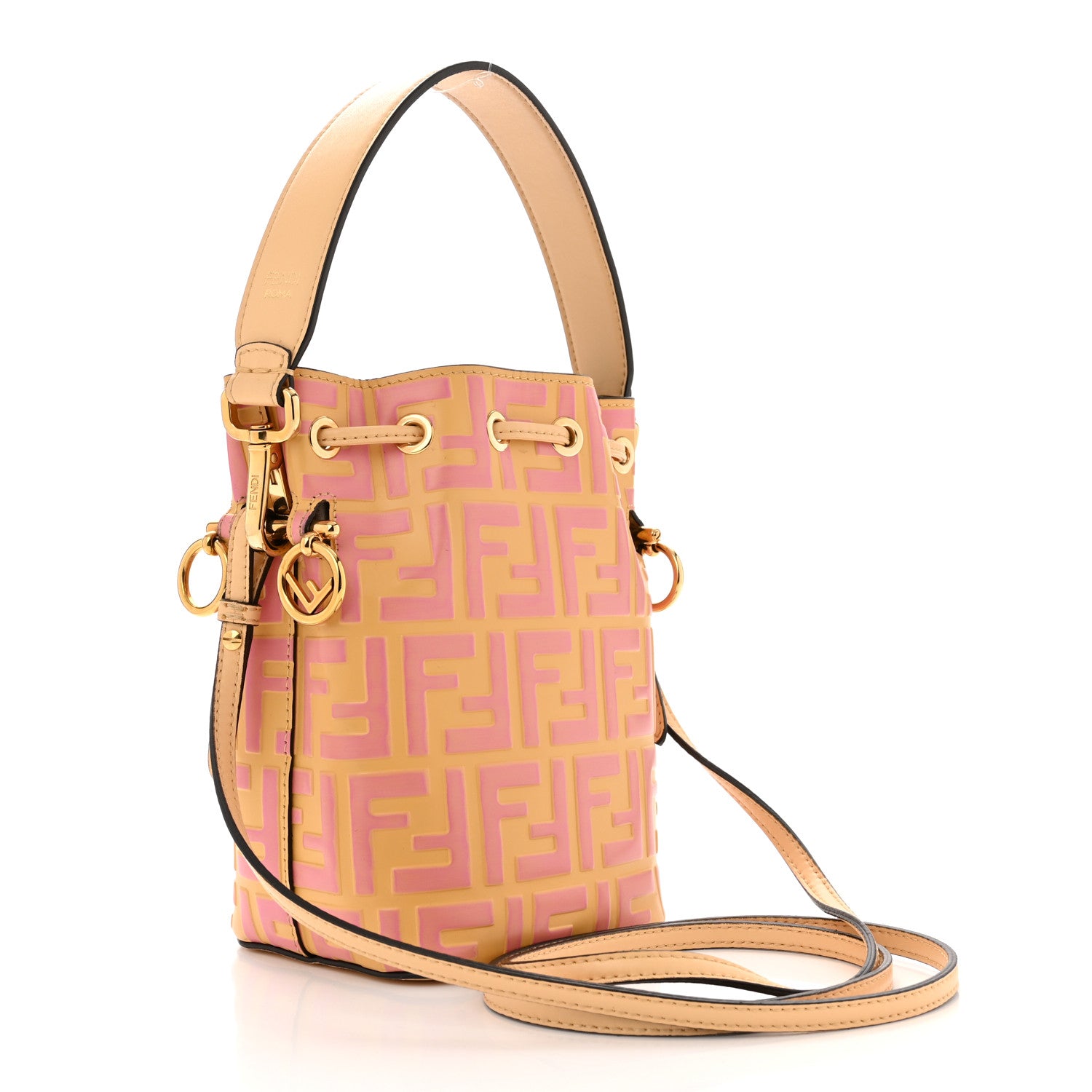Fendi Vitello Liberty F is Fendi Bi-Color FF 1974 Embossed Mini Mon Tresor Bucket Bag Savana Lollypop 3 of 10