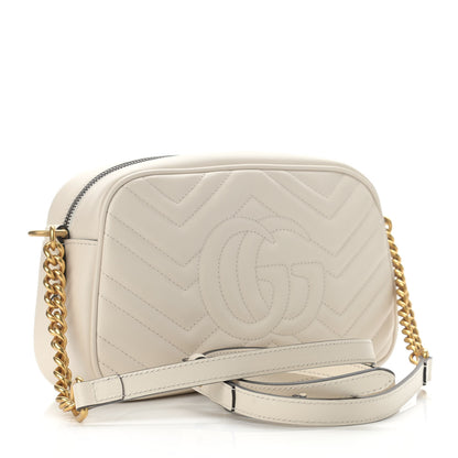 Gucci Calfskin Matelasse Small GG Marmont Chain Shoulder Bag White 3 of 10
