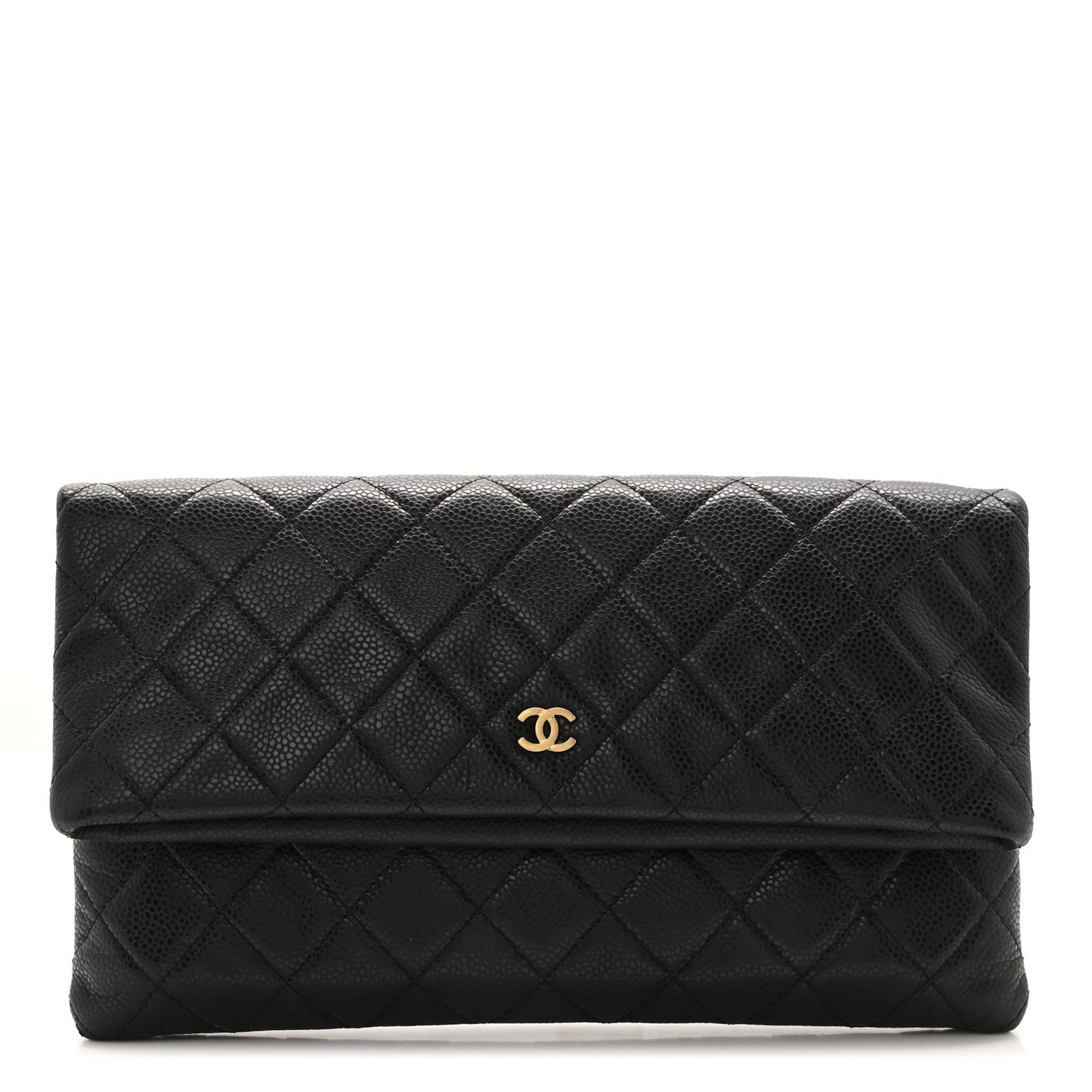 Caviar Quilted CC Beauty Clutch Black