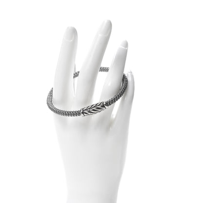 David Yurman Sterling Silver Leather Chevron Woven Bracelet Gray 2 of 5