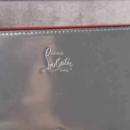 Christian Louboutin Calfskin Patent Suede Sequin Paloma Disco Ribbon Clutch Silver Black 6 of 11