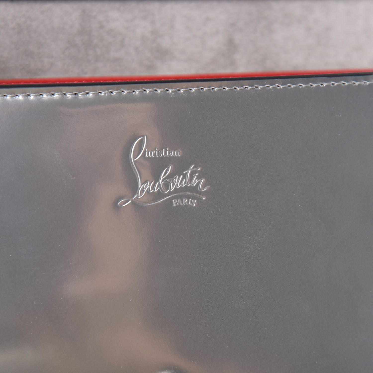Christian Louboutin Calfskin Patent Suede Sequin Paloma Disco Ribbon Clutch Silver Black 6 of 11