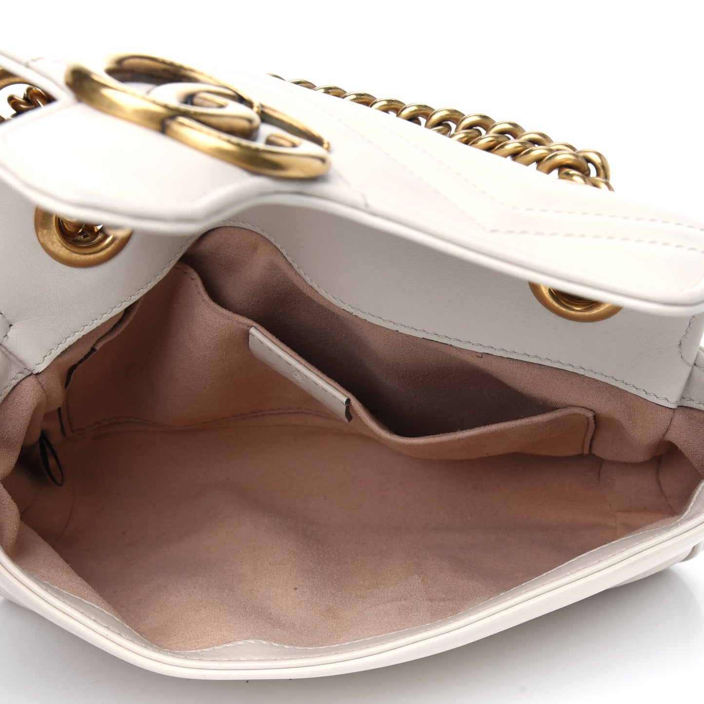 Calfskin Matelasse Mini GG Marmont Shoulder Bag White