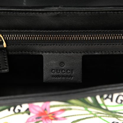 Gucci X BALENCIAGA Canvas Flora Logo Print Diagonal Matelasse Small GG Marmont Shoulder Bag White 6 of 9