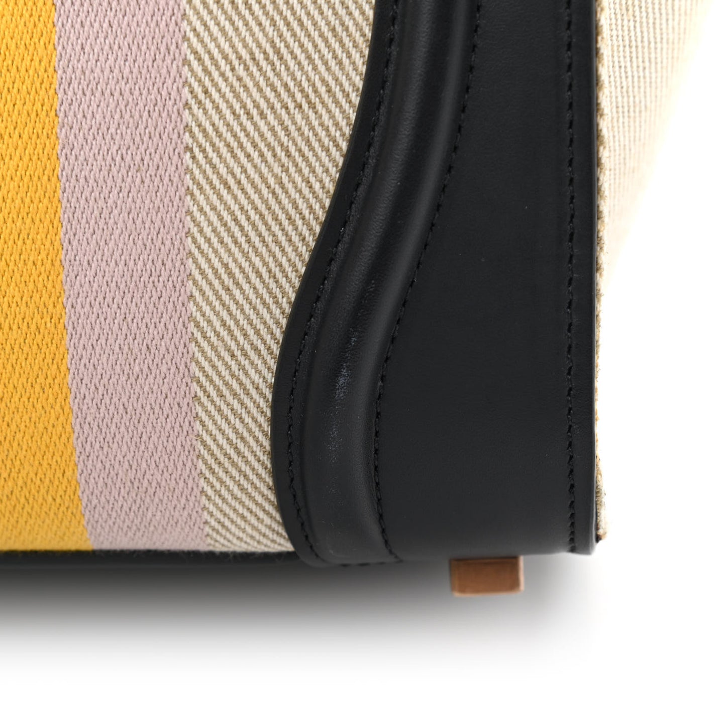 Smooth Calfskin Striped Canvas Micro Luggage