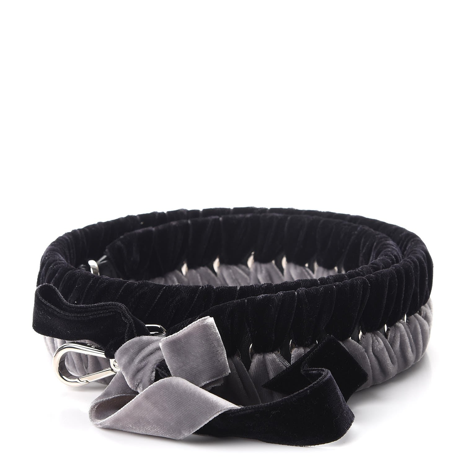 Fendi Velvet Lace Up Strap You Grey Black 1 of 5