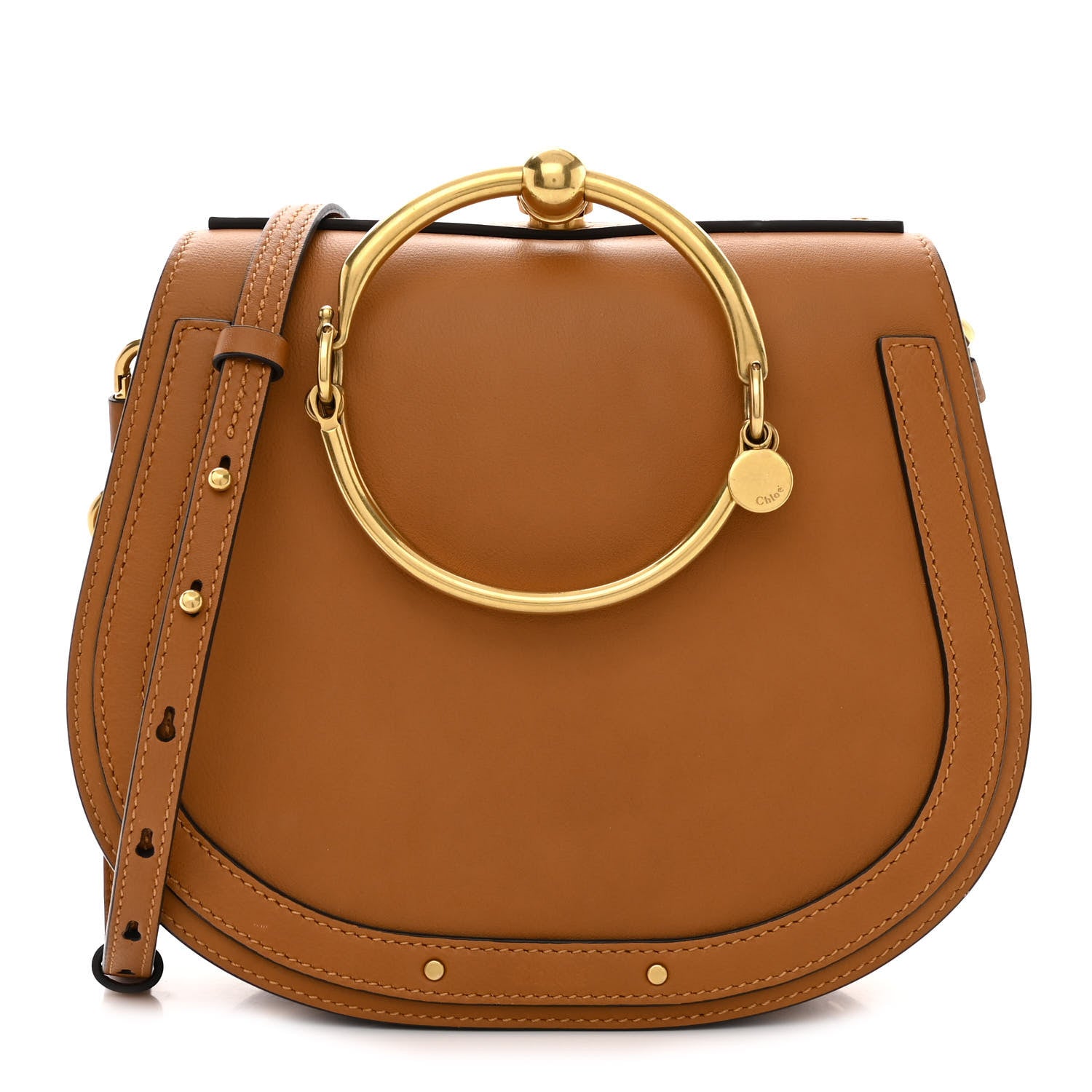 Chloe Calfskin Suede Medium Nile Bracelet Bag Caramel 1 of 10