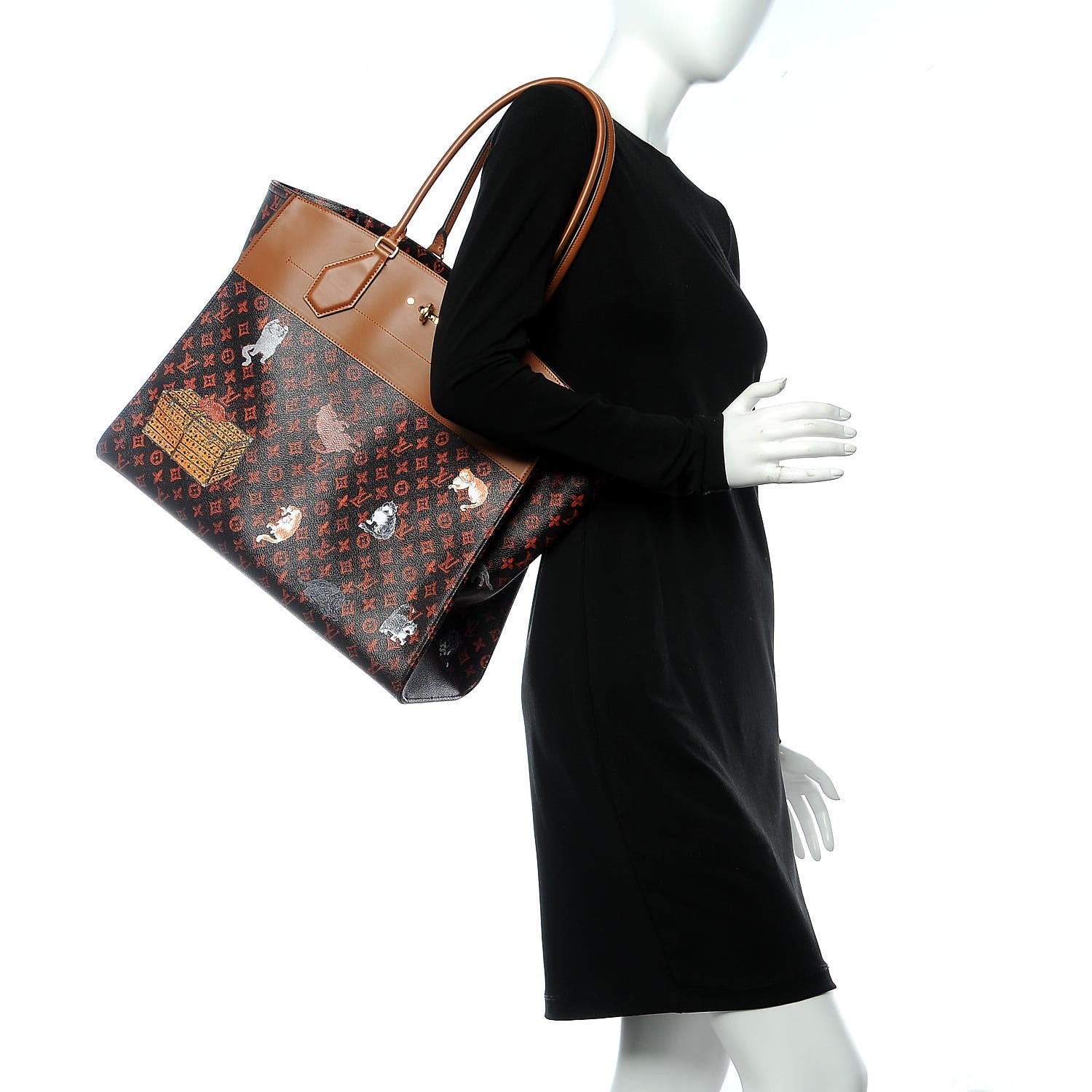 Louis Vuitton Calfskin Catogram City Steamer Cabas XXL Orange Marron 2 of 7