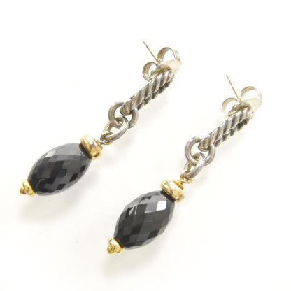 David Yurman 18k Gold and Sterling Silver Onyx Bijoux Drop Earrings 1 of 3