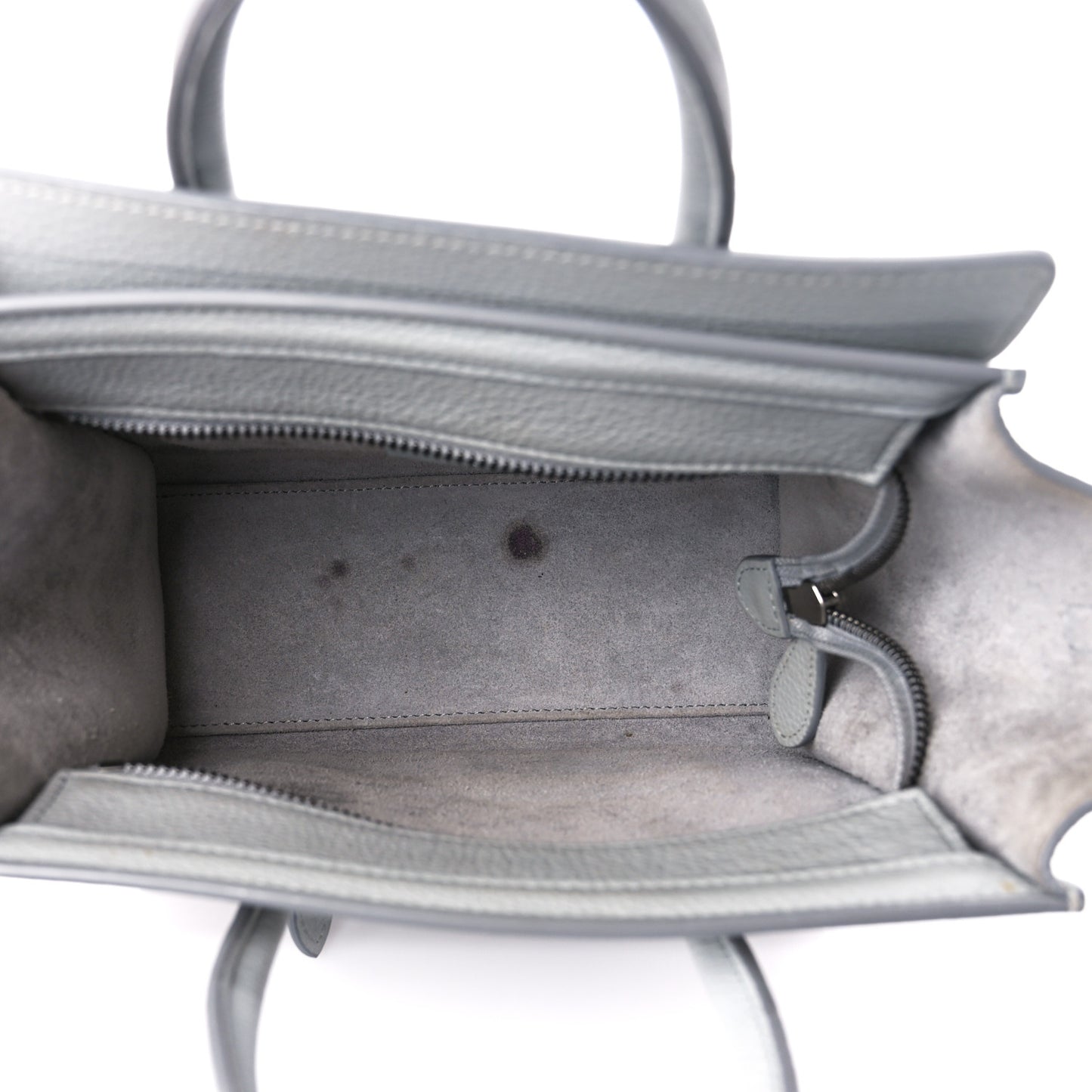 Drummed Calfskin Nano Luggage Pearl Blue