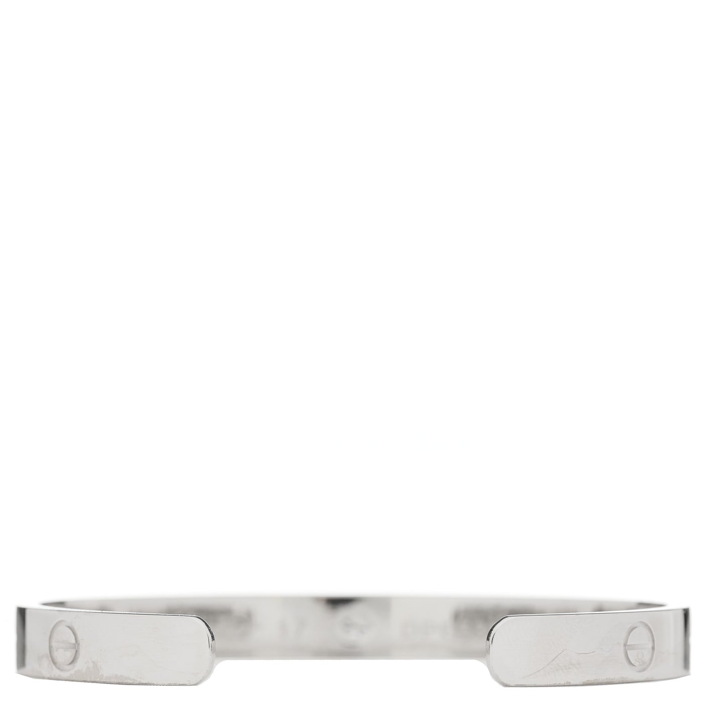 18K White Gold 1 Diamond LOVE Cuff Bracelet 17