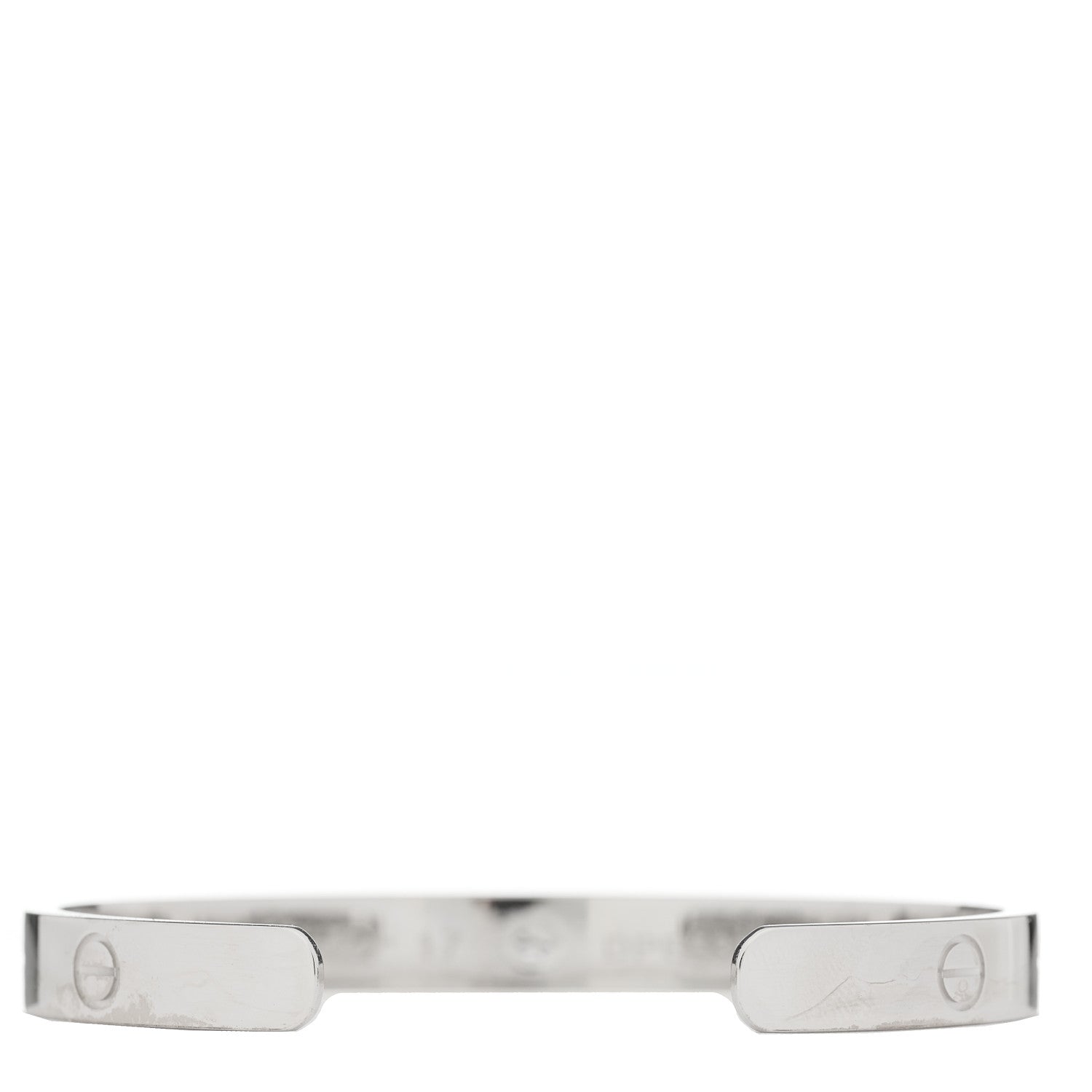 Cartier 18K White Gold 1 Diamond LOVE Cuff Bracelet 17 2 of 3