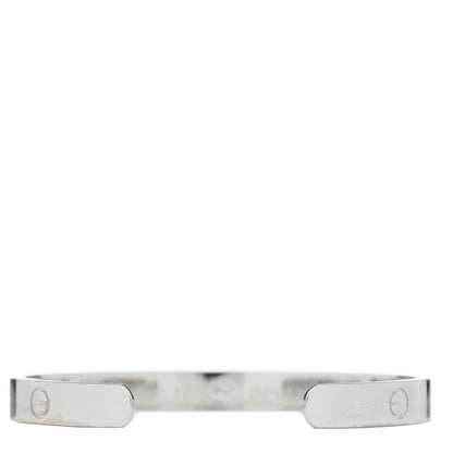 Cartier 18K White Gold 1 Diamond LOVE Cuff Bracelet 17 2 of 3