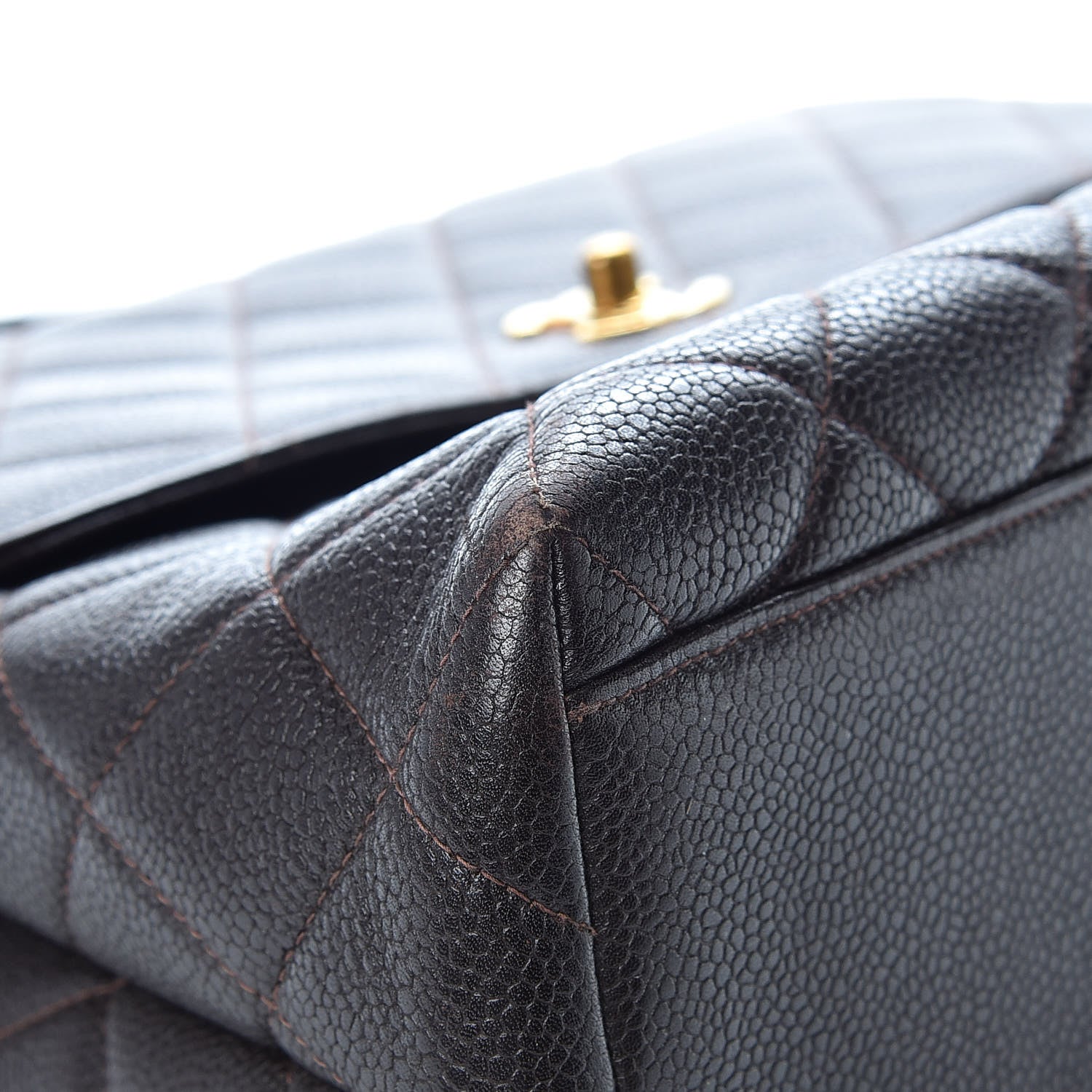 Chanel Caviar Quilted Jumbo Kelly Flap Dark Brown 5 of 13