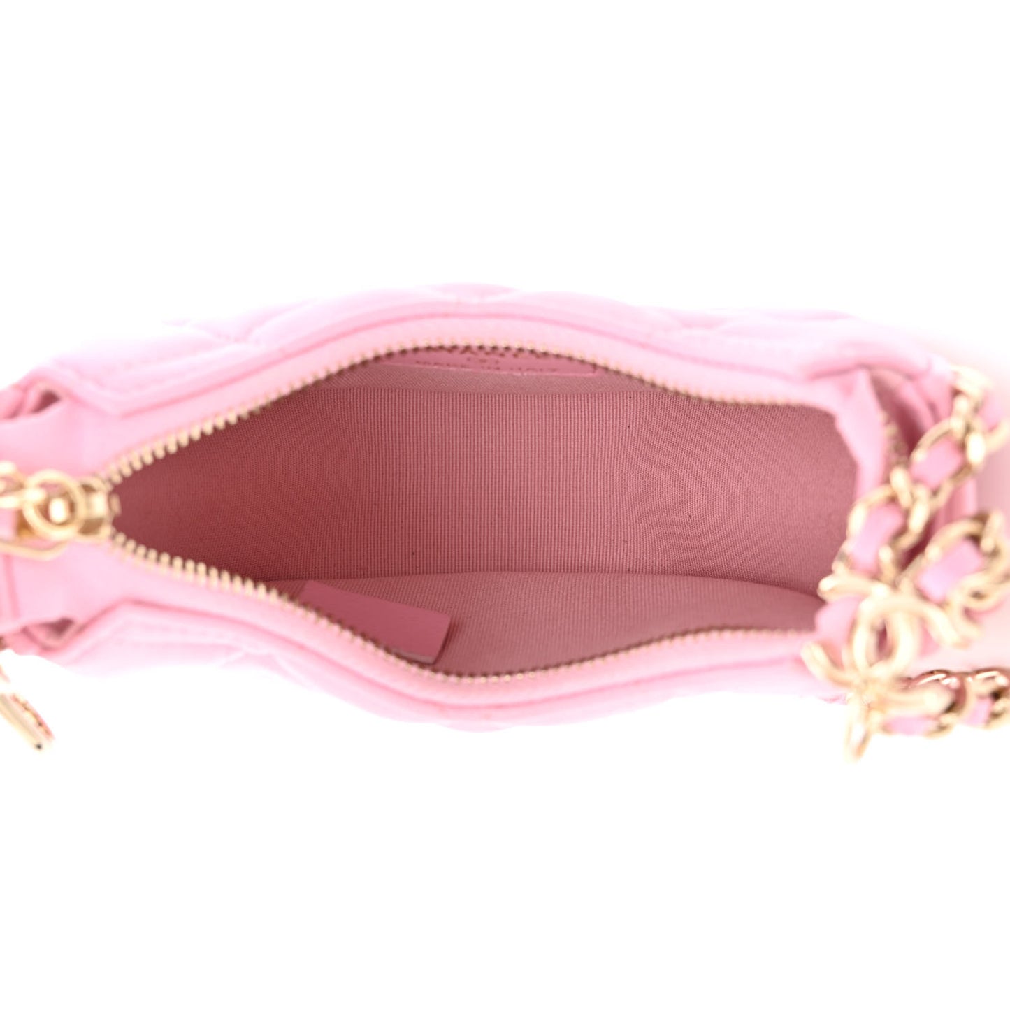 Lambskin Quilted Mini Chain Around Hobo Pink