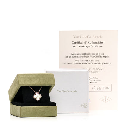 Van Cleef & Arpels 18K Rose Gold Diamond Grey Mother of Pearl Vintage Alhambra Pendant Necklace 6 of 6