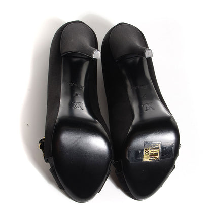 Louis Vuitton Satin Athen Peep Toe Pumps 36 Black 5 of 8