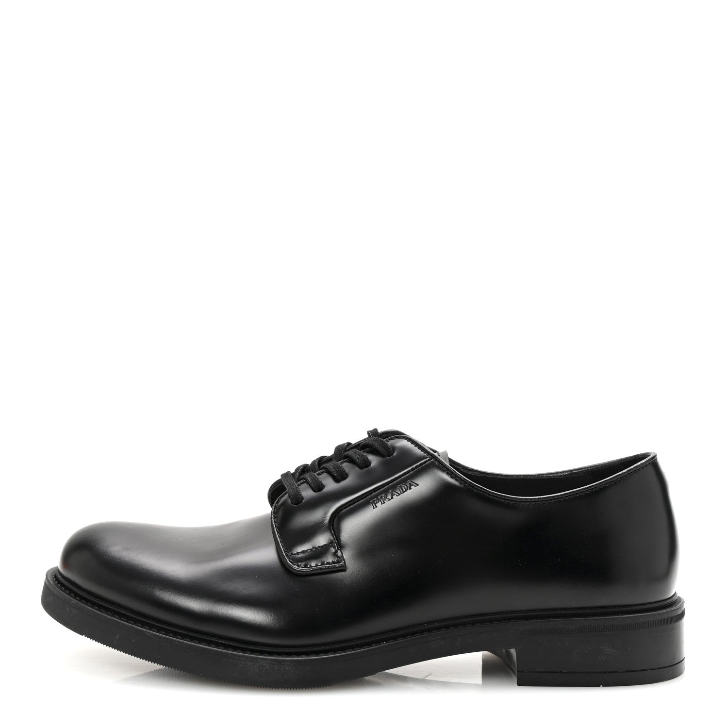 Prada Spazzolato Mens Derby Loafers 8 Black 1 of 9