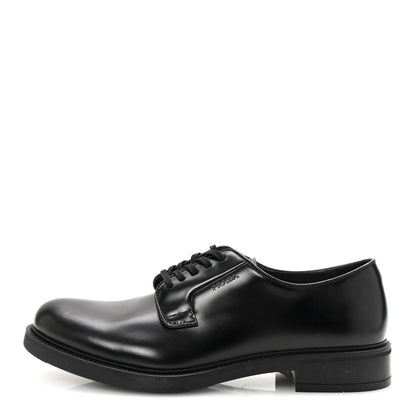 Prada Spazzolato Mens Derby Loafers 8 Black 1 of 9