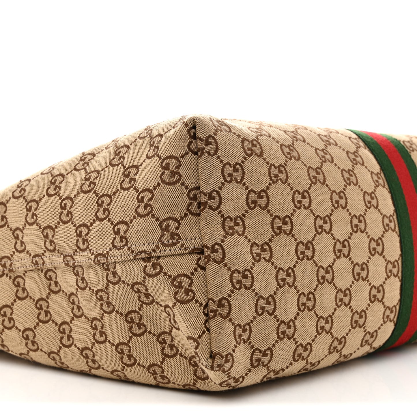 GG Monogram Web Large Giglio Tote Beige Brown