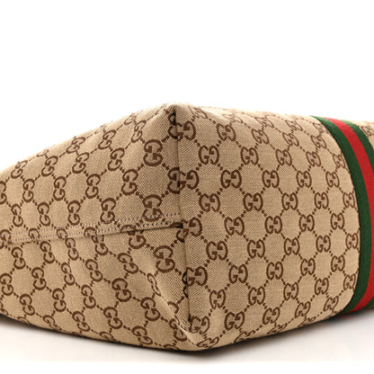 Gucci GG Monogram Web Large Giglio Tote Beige Brown 9 of 13