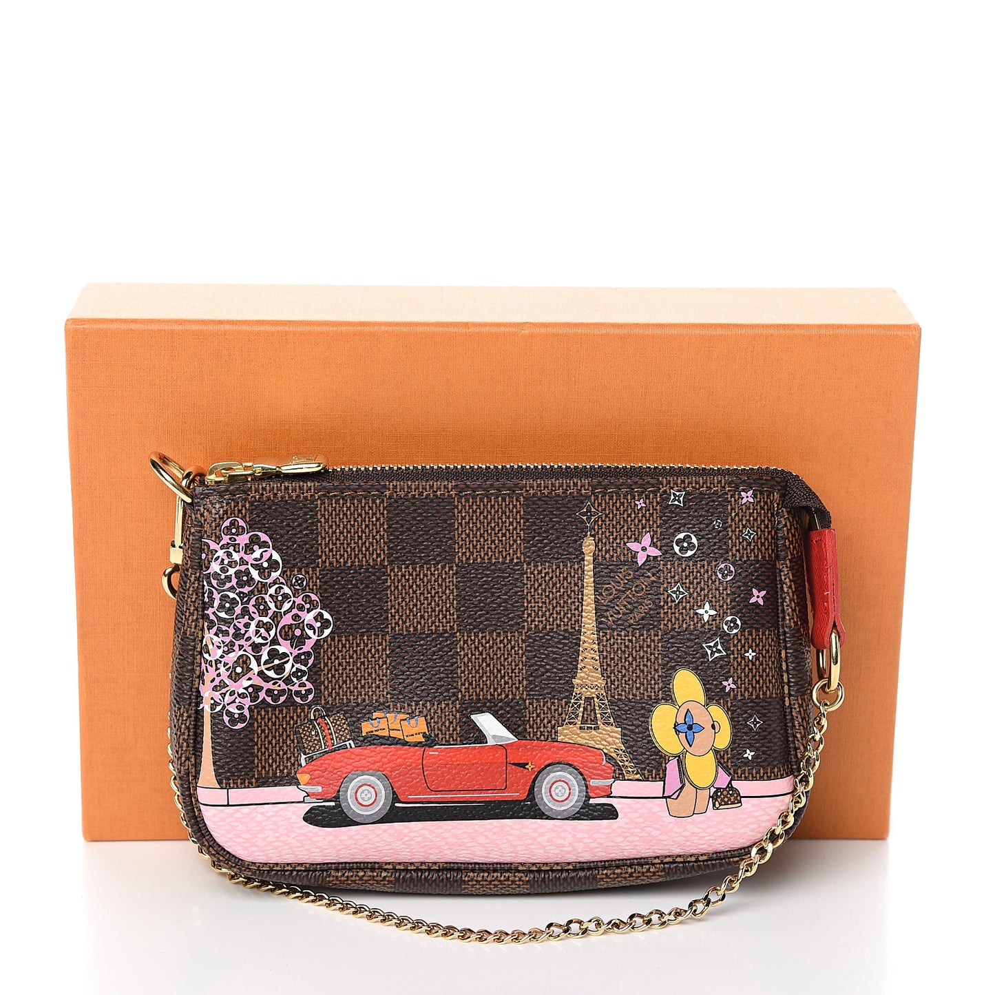 Damier Ebene 2019 Christmas Animation Mini Pochette Accessories Red