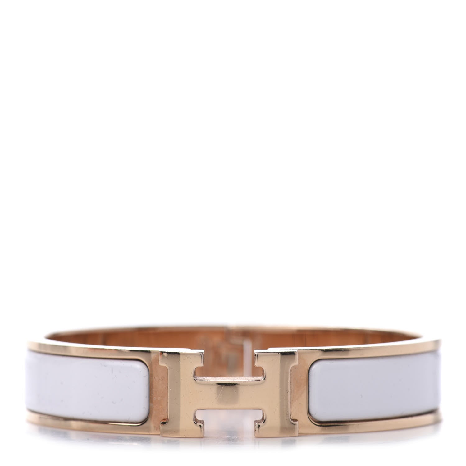 Hermes Enamel Narrow Clic Clac H Bracelet PM White 1 of 7