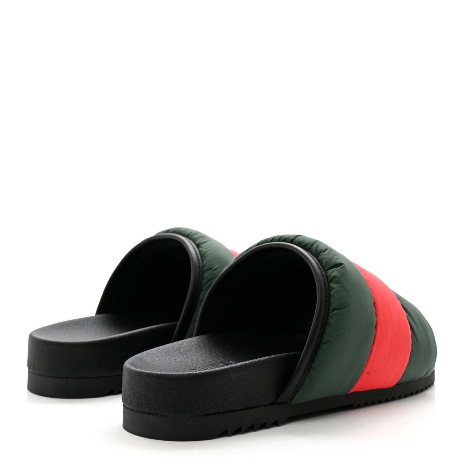 Gucci Nylon Web Womens Slide Sandals 35 Black Green Red 4 of 9