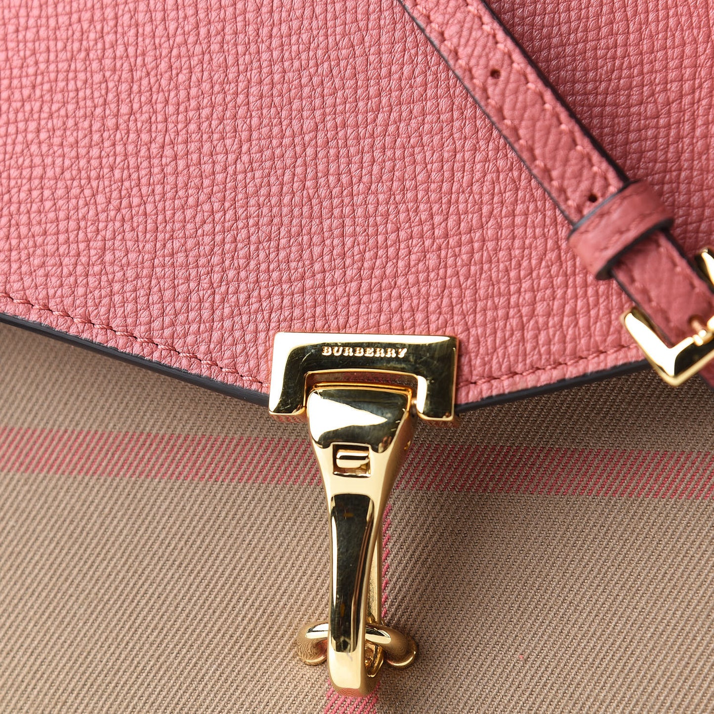Derby Calfskin House Check Small Macken Crossbody Bag Copper Pink