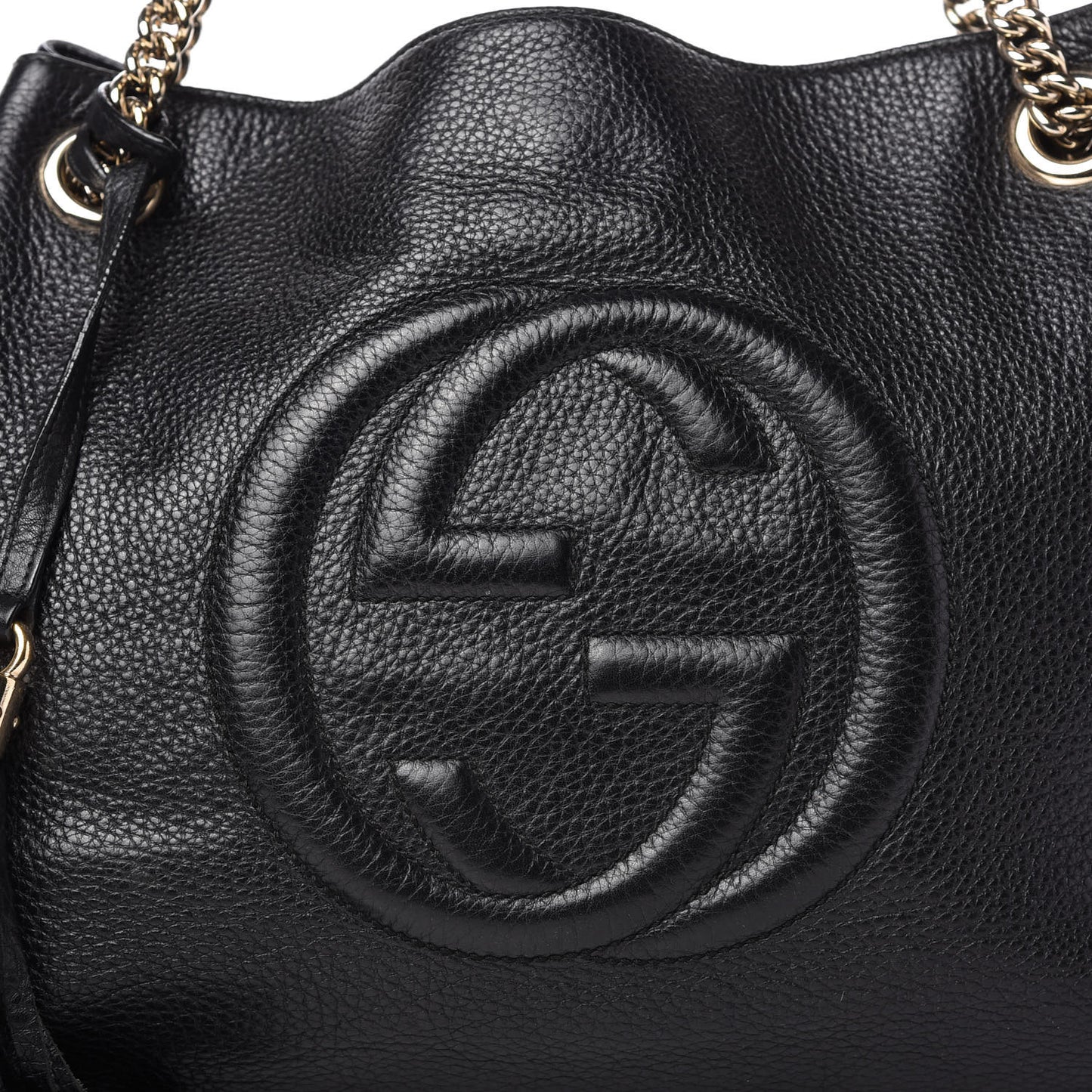 Pebbled Calfskin Medium Soho Chain Shoulder Bag Black