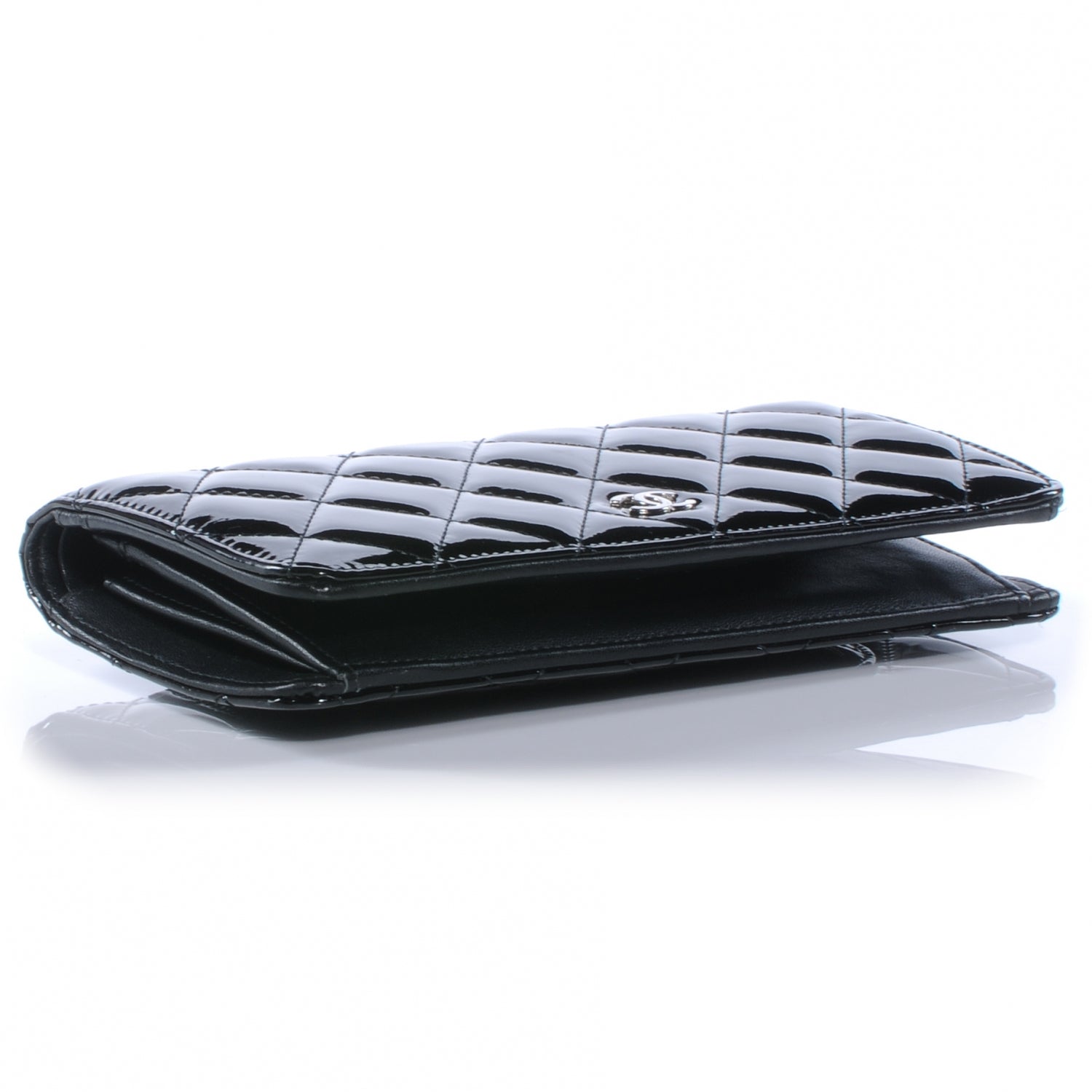Chanel Patent Quilted Yen Wallet Black 4 of 8