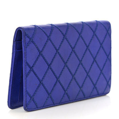 Chanel Calfskin Stitched Fancy CC Yen Wallet Blue 3 of 12