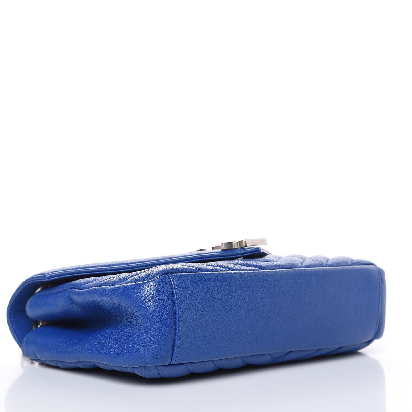 Sheepskin Matelasse Medium Monogram College Punk Chain Satchel Blue Majorelle