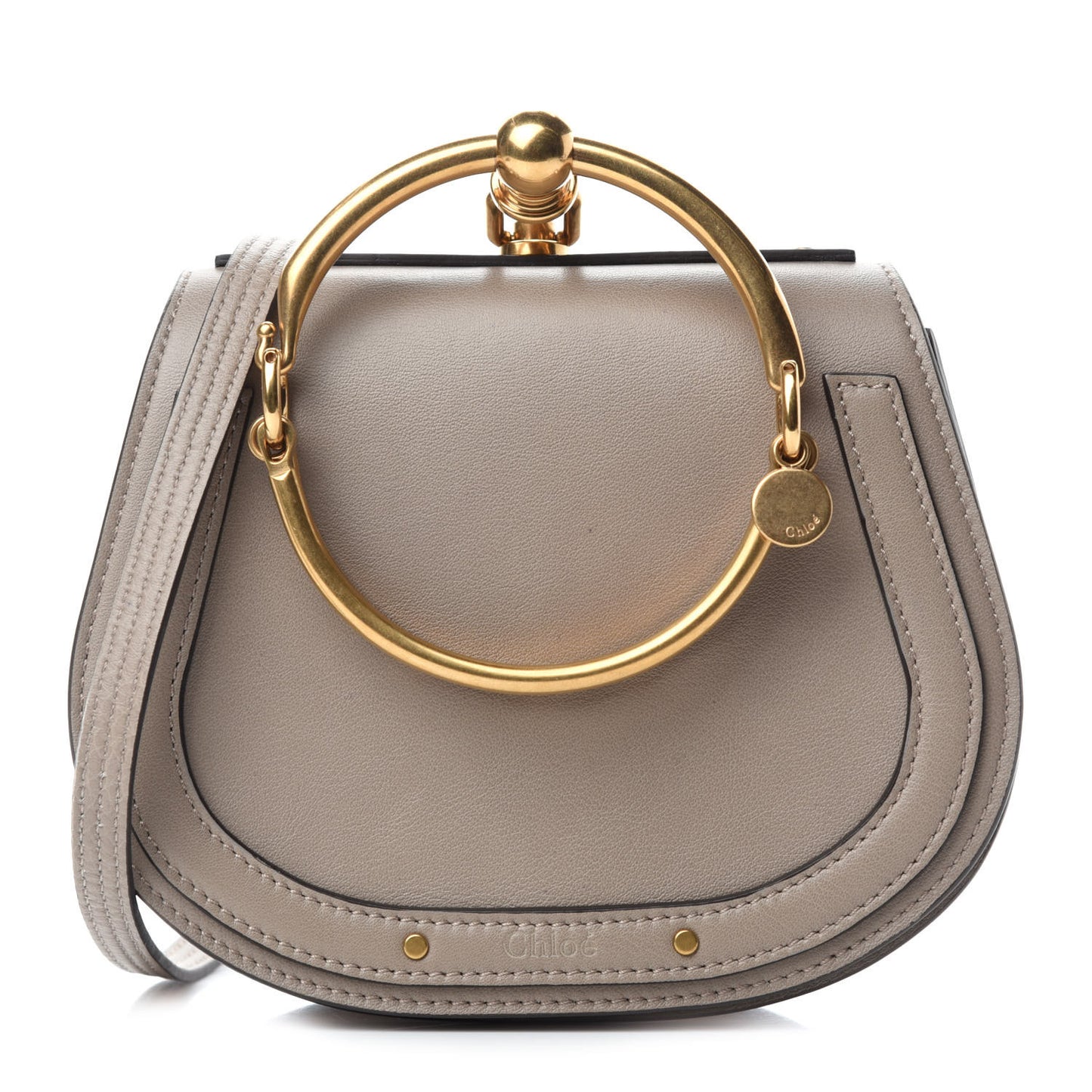 Calfskin Suede Small Nile Bracelet Bag Motty Grey