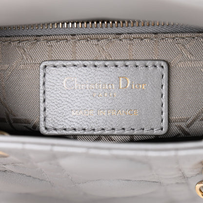 Christian Dior Metallic Lambskin Cannage Mini Lady Dior Grey 6 of 10