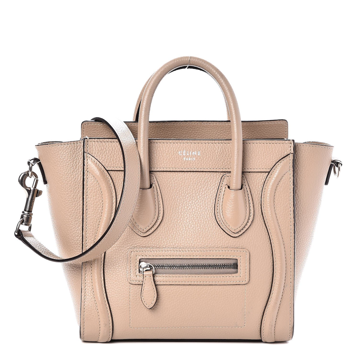 Celine Drummed Calfskin Nano Luggage Dune 1 of 11