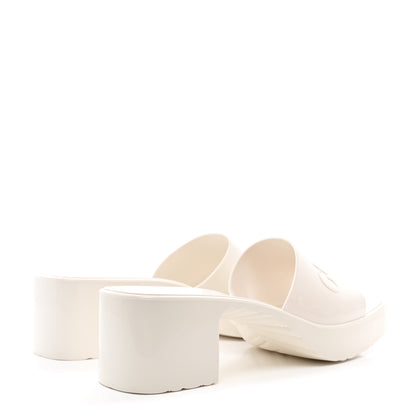 Gucci Rubber Gucci Logo Womens Platform 20/60mm Slide Sandals 37 Mystic White 4 of 9