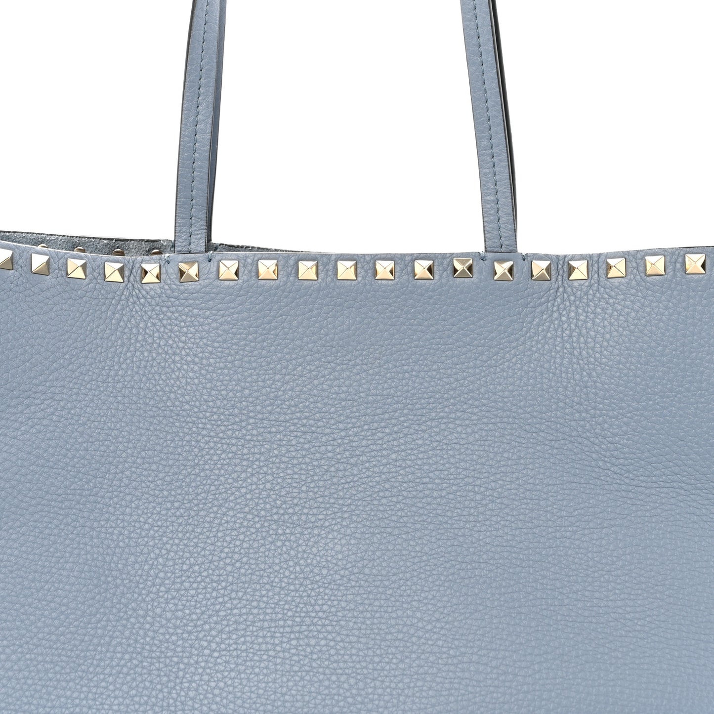 Grained Calfskin Rockstud Shoulder Tote Niagara
